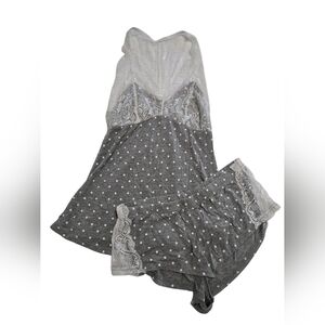 Adore Me Grey Polka Dot Lace Trim Sleep Cami & Shorts Set Medium